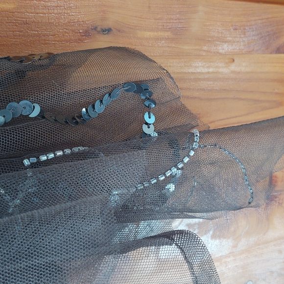 Mystere sheer spaghetti strap top. Beads and sequin design on front - Picture 6 of 7